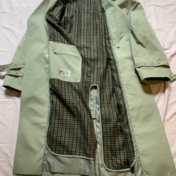 Vintage Trench Coat in Khaki Green Men’s Belted Double Breasted Size L - Picture 7 of 9